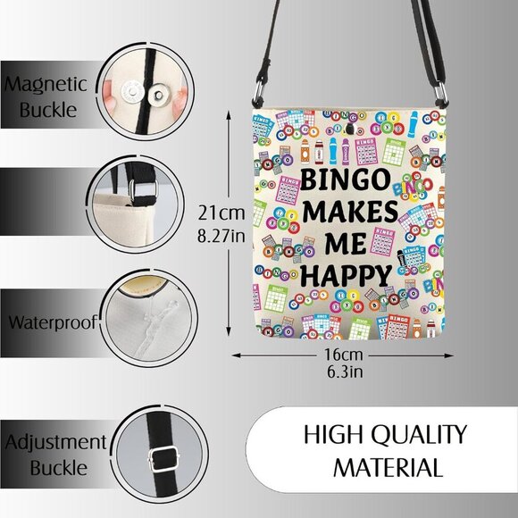 Durable Waterproof Bingo Lover Crossbody Bag - Ideal for Daily Essentials - Picture 2 of 7